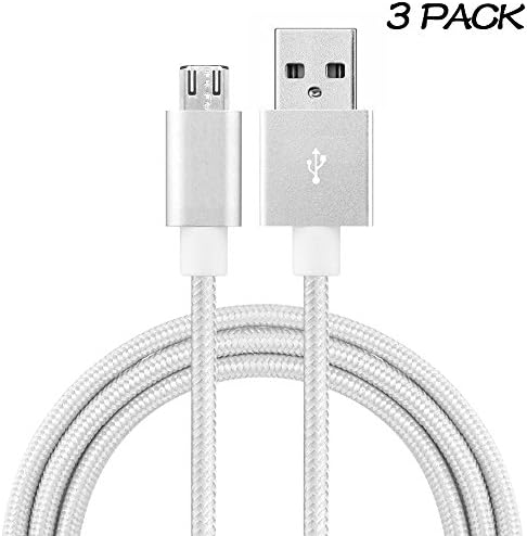 Universal Micro USB 1.5M 4.5FT Colorful Fabric Braided Data Cable Micro USB Data Sync Cable Charger Charging Cord for Android Samsung Galaxy S2 S3 S4 Note 2 HTC EVO One X S-White£¨3 Packs£