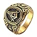 Mens Stainless Steel Ring,Freemason Masonic,Gold Black