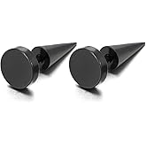 Pair Circle Stud Earrings in Stainless Steel for Men and Women, Spiked Screw Back