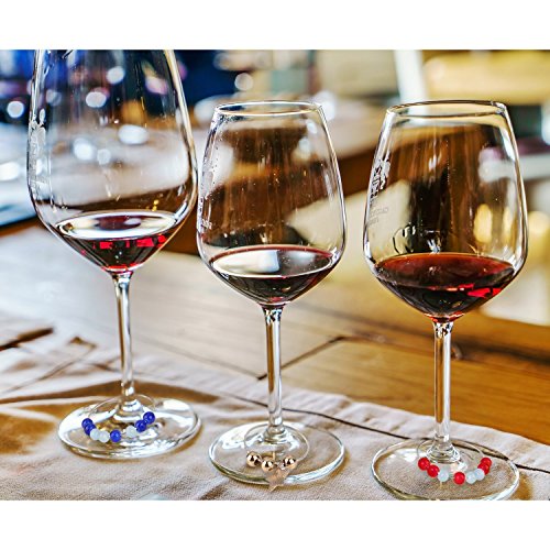 TOAOB 100 Pieces 25mm Glass Wine Charm Rings Bulk Earrings Hoops Silver Plated