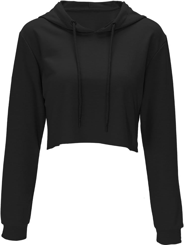 Hoodies for Women Workout Crop Top Hoodie Hooded Pullover Sweatshirt