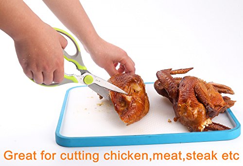 Kitchen Knife and Scissors Set by WELLSTAR, Heavy Duty Multi-Purpose Food Shears and Ultra Sharp Utility Knife with Safety Blade Cover, 3pc Food Grade Stainless Steel Cutlery Peeler Set - Thumbnail 3