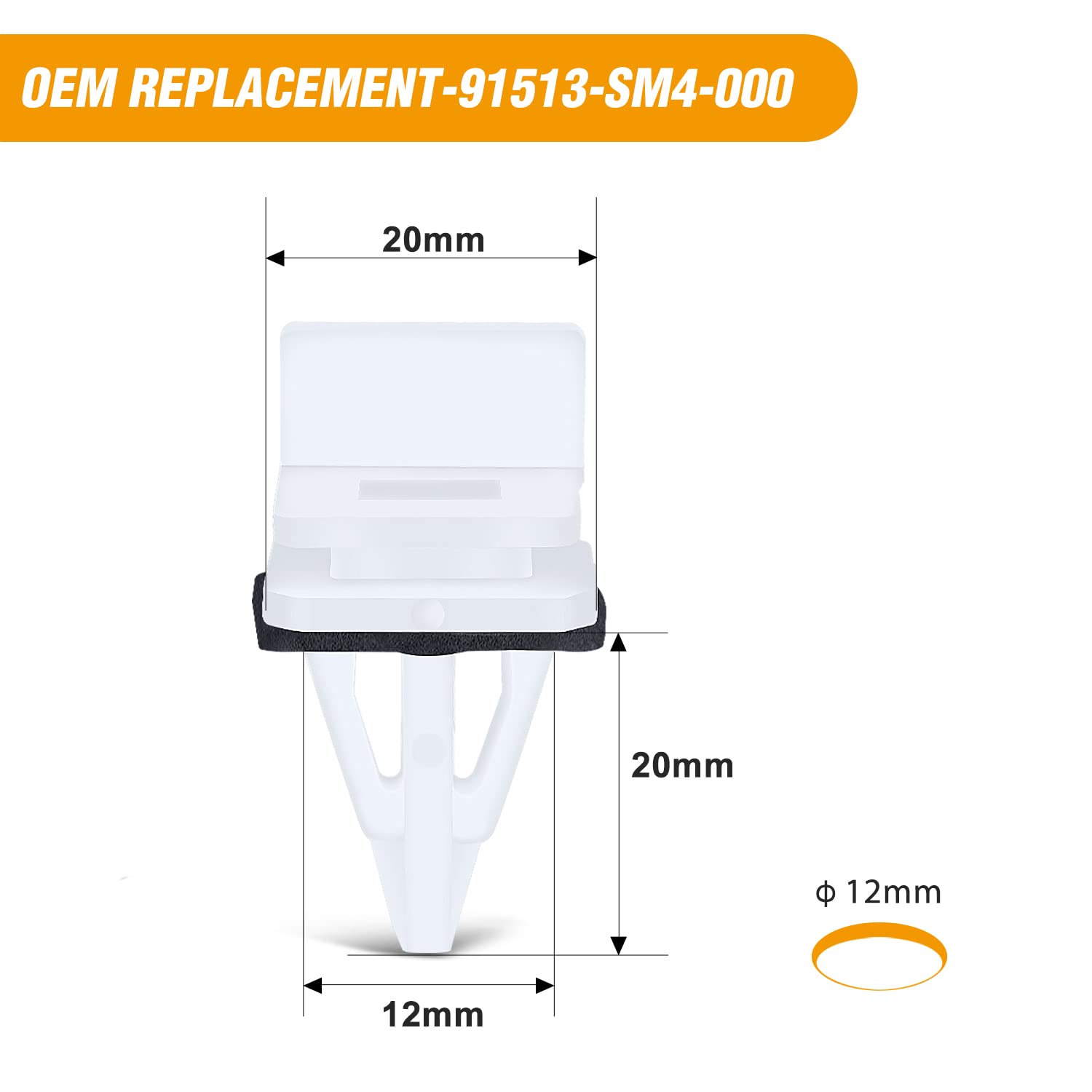 GOOACC 50PCS Rocker Panel Moulding Clip for Honda Accord CR-V Civic Element Odyssey Pilot Prelude for Acura CL Integra MDX RL RSX TL TSX Vigor White Nylon Retainer Clips 91513-SM4-000