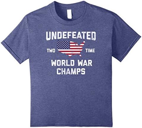 unisex-child WW1 &amp; WW2 World War Champions 4th of July Novelty Gift Shirt 12 Heather Blue