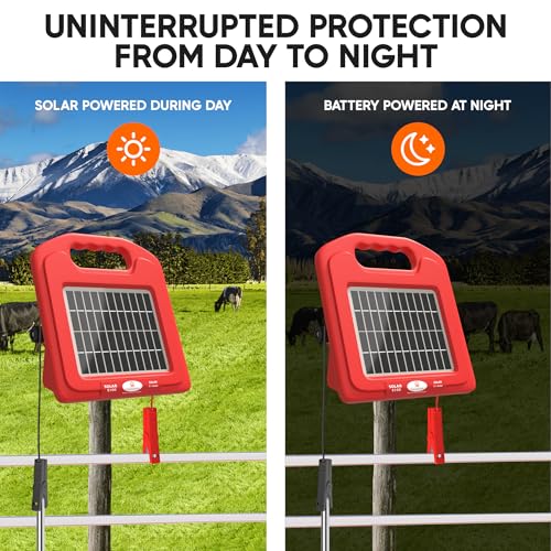 Solar Electric Fence Charger 5 Mile Solar Powered Energizer For