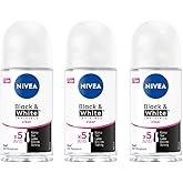 NIVEA Women Black & White Invisible Clear Roll-On Antiperspirant Deodorant 50ml – 72 Hour Sweat and Odor Protection, No White Marks, Alcohol-Free, Fresh Scent, Underarm Care, Pack Of 3