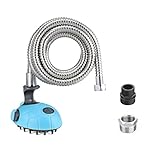 New Multi-Functional Dog Shower Sprayer - Bath Massager Handheld Sprayer Shampoo Brush Grooming Tool for Dogs and Cats with 7.7 Feet Stainless Steel Hose, Indoor and Outdoor Use(Blue) by MIUPET