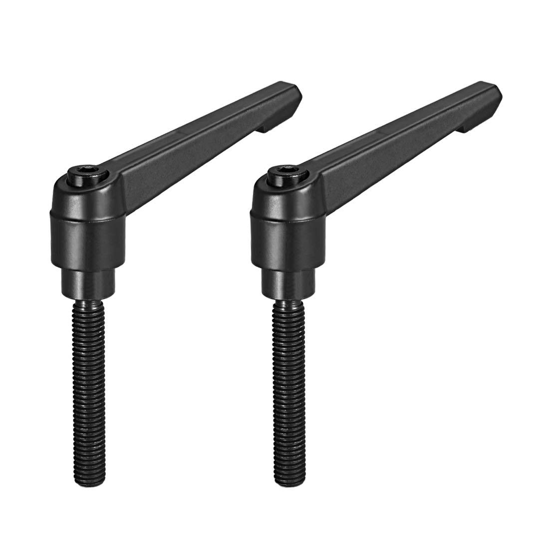 sourcing map M10 x 60mm Handle Adjustable Clamping Lever Thread Push Button Ratchet Male Threaded Stud Knobs Locking Rotating Screw Handles Quick Release Bolt Black 2pcs