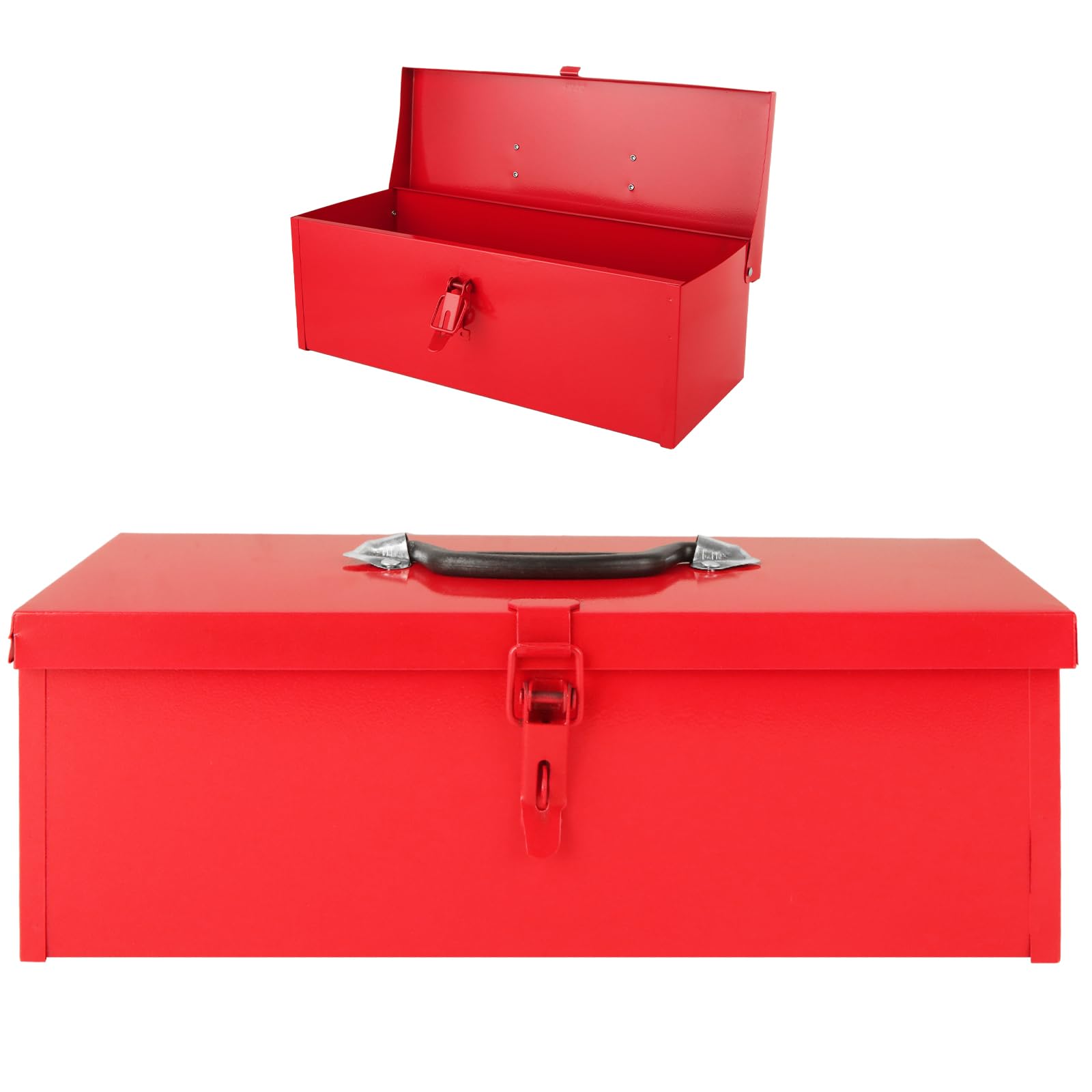Photo 1 of JMIATRY Red Tool Box 15 Inch Small Metal Tool Box Portable Small Tool Box With Metal Latch Closure Hip Roof Style Small Toolbox Mini Steel Toolbox