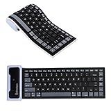 Yuzihan iPad Mini iPad 2 3 4 iPad Air Pro Roll up Mini Bluetooth keyboard Portable Silicone Rollup Waterproof flexible keyboard For IOS, Windows Android Tablets Phones Black