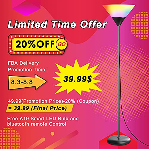 Floor Lamps, Hakkatronics 71" Dimmable Standing Lamp for Living Room, Modern Torchiere Floor