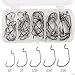 Goture Superline Worm Hooks Jig Circle Fishing Hooks Soft Bait Texas Rig Wide Gap High Carbon Steel for Saltwater black
