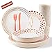 Kiki Green Rose Gold Paper Plates Set 125pcs Compostable Paper Plates Rose Gold Party Plates and Cups - baby Shower Rose Gold Party Decorations Sweet 16 Party Supplies Pink And Gold Party Supplies