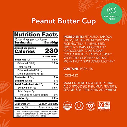 ALOHA Organic Plant Based Protein Bars Peanut Butter Cup Bar 12