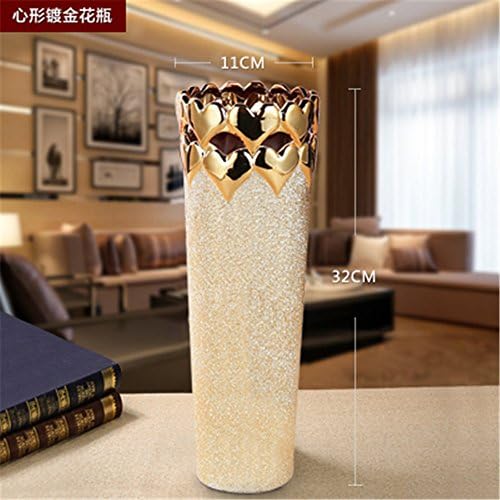 KIKIXI Jingdezhen Ceramic Decorative Golden Flower Vase Home Furnishing European Gold Ornaments Crafts Frosted Tv Cabinet,C