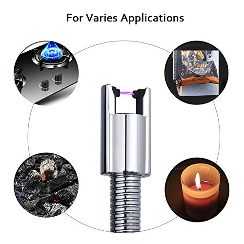 Lighters,Candle Lighters, Electric Lighters Long Flexible Flameless Windproof USB Rechargeable with Hook Battery Indicator Safety Designs for Candles, Grill, BQQ, Kitchen, Camping, Fireplace, Beach