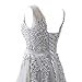 Lady's V Neck Lace Bridesmaids Dress Maxi Prom Dresses Plus Size Mother of The Groom Gown Grey,18w