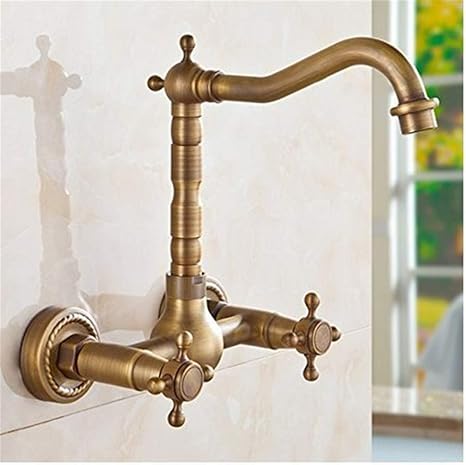 Grifos para lavabos de baño Latón antiguo Montado en la pared Asas