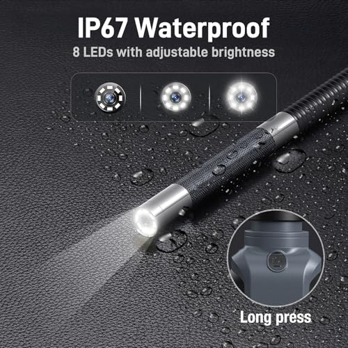 Teslong Two-Way Articulating Borescope with Light, USB-C Endoscope Inspection Camera with 5FT Semi-Rigid Probe, Flexible Snake Scope for Home Repair, Automotive, Compatible with iPhone 15/16 & Android