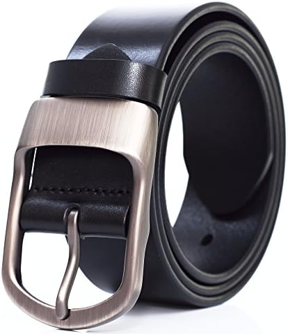 Full-grain Vegetable-tanned Leather Belt For Men, Durable Buckle Dress Belt, 1 1/2"Wide