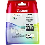 Canon PG-510 y CL-511 - Juego de cartuchos de tinta para impresora Canon Pixma de las series iP, MP y MX (2 unidades, negro y color)