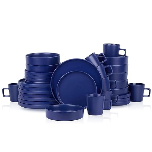 Stone Lain Cleo Stoneware 32-piece Round Dinnerware Set, Blue