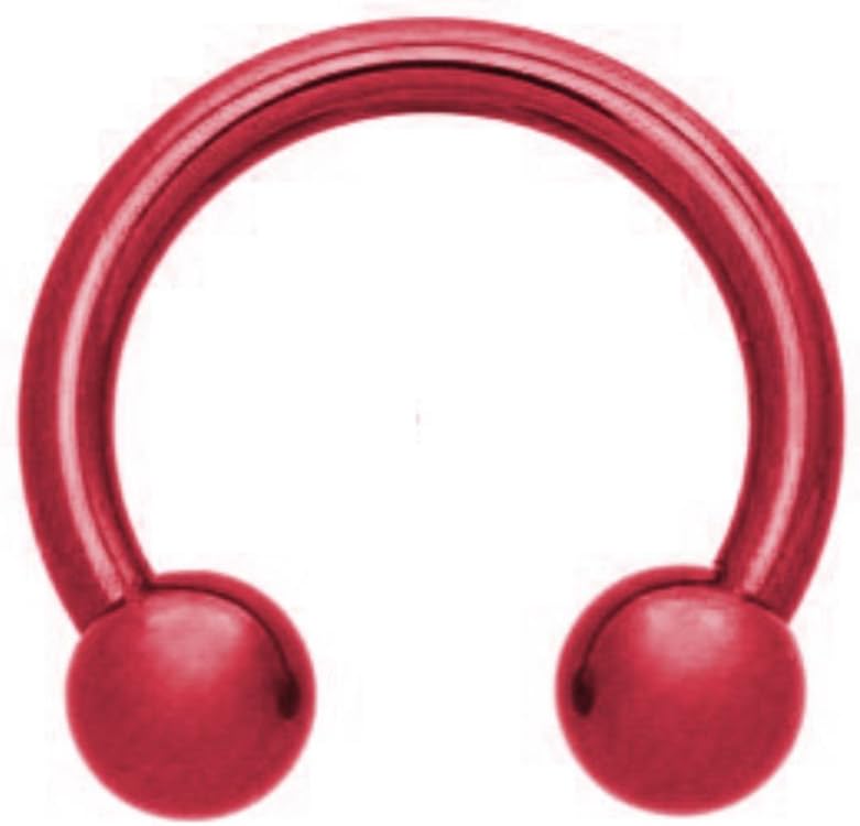 BodyJewelleryShop Red Surgical Steel Circular Barbell 1.6 x 12 x 4mm
