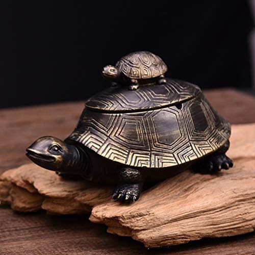 PLL Creative Sculpt Of Tortoise Ashtray Multifunctional With Lid Home Living Room Coffee Table Retro Chinese Style Ashtray (Color : A)