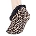 Snoozies Women's Leopard Print Fleece Lined Slipper Socks, Brown