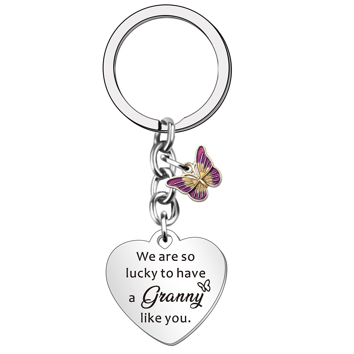 HULALA Granny Keyring Granny Birthday Mothers Day Christmas Gifts from Grandchildren Love Women Key Ring Keychain Presents We are So Lucky to Have A Granny Like You