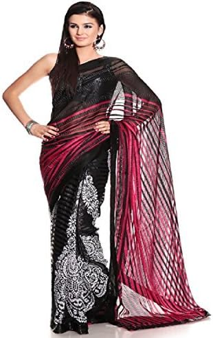 AVR Fashions Black Georgette Saree