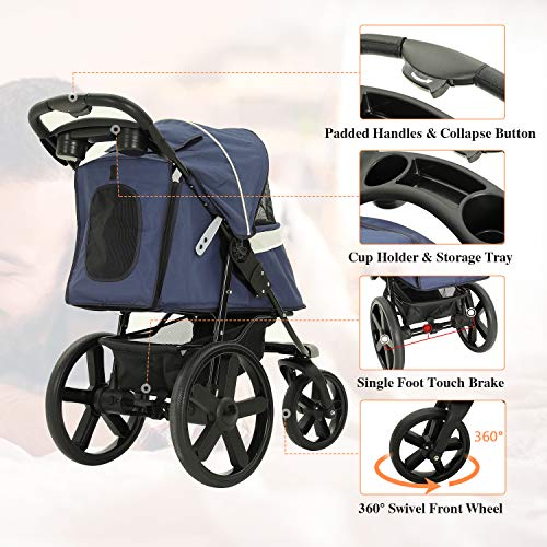 VIAGDO Luxury Dog Stroller Jogger for Small Medium Dogs & Cats, NoZip