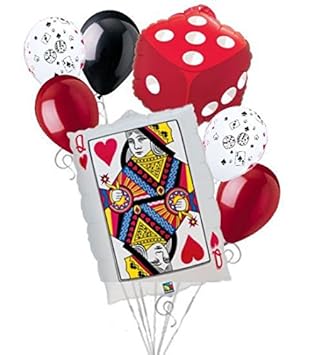 Amazon Com 7pc Poker Party Queen Hearts Balloon Bouquet Party