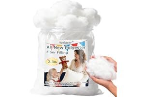 Welacer Pillow Stuffing 2.3lbs/36.8oz, Polyfill Stuffing for Stuffed Animals, Crafts, DIY Plush Toys, Back Cushions, Cloud Decoration, All-New Material Premium White Polyester Filling for Crochet