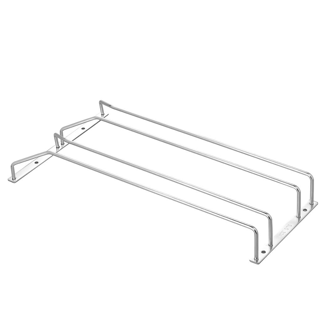 Dianoo Under Cabinet Stemware Rack Holder Wine Glass Rack Stainless Steel Wire Hanging Rack 15.8inch 2 Rows