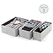 Creative Scents Underwear Drawer Organizer Divider - Set of 3 - Strong Fabric Foldable Closet Dresser Storage Baskets for Socks, Ties, Scarves, Tshirt and Baby Clothes & Mens Cloth (Gray)