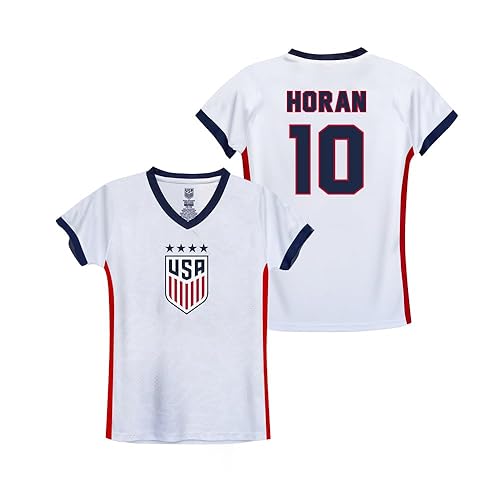 Icon Sports Official U.S.Women National Soccer Team Game Day Shirt - Girls - WNT81GD White Red Lindsey Horan YL