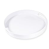 LINDLEMANN White Serving Tray Large Melamine Platter Round Breakfast Trays with Handles for Coffee Table Ottoman Living Room Home Décor Holiday Celebration & Party (13.5")