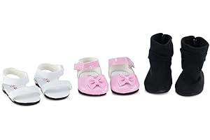 Emily Rose 14 Inch Fashion Doll Clothes 3 Pair Value Pack Doll Shoes/Boots - Compatible with Hard-Bodied Fashion Dolls Like Wellie Wishers - USA Business