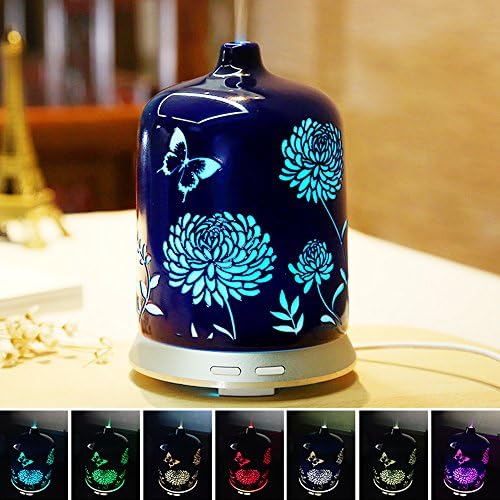 Diffusers for Essential Oils,Ceramic Essential Oil Diffuser,Aromatherapy Diffuser Humidifier,Air Freshener Ultrasonic Beauty Diffuser,Adjustable Cool Mist Waterless Auto Shut-off for Home,Office-100ML