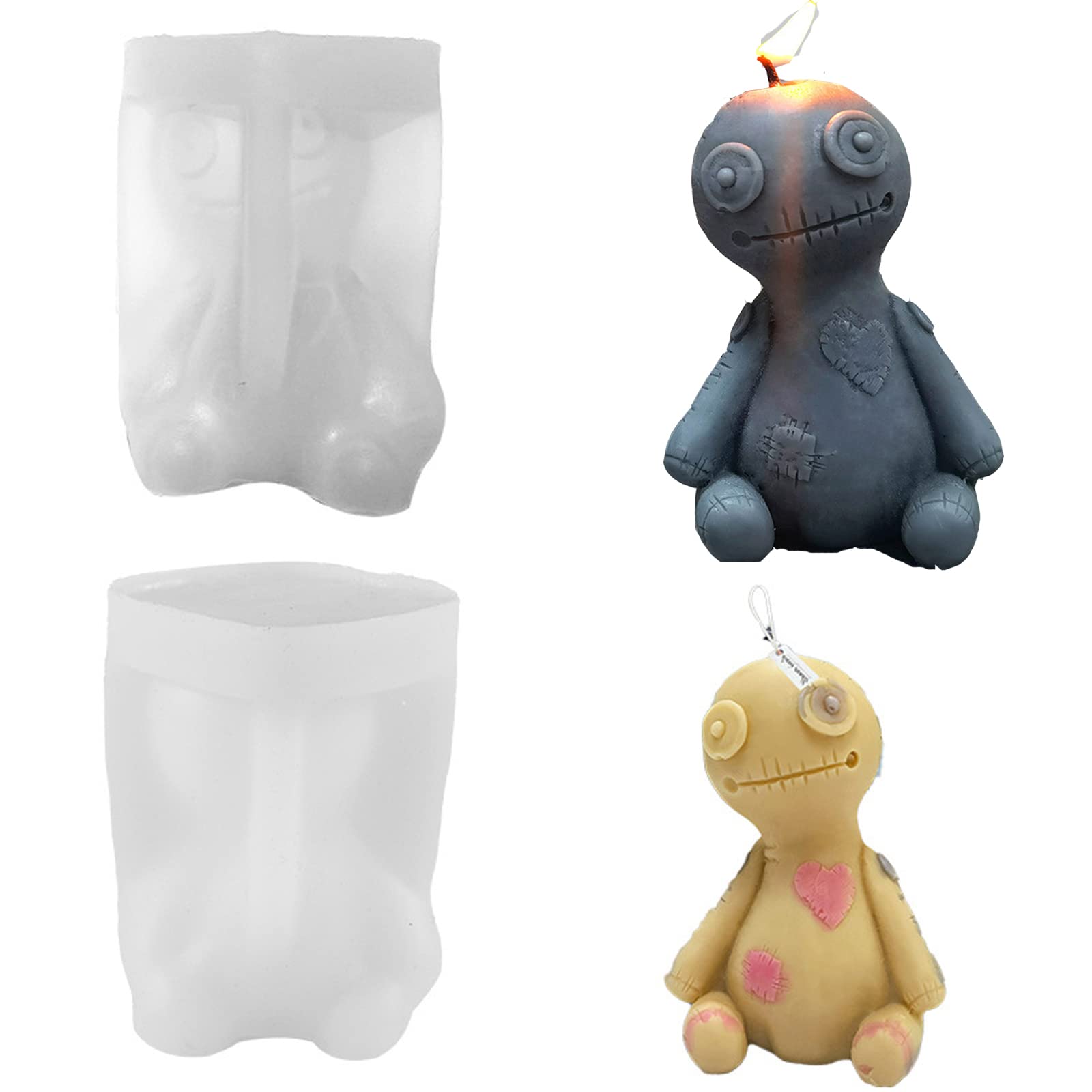 3D Voodoo Doll Shaped Candle Soap Making Mold Wax Resin Epoxy Casting Mould Jewelry Agate Aromatherapy Plaster Craft Chocolate Baking Molds Handmade Gift DIY Tool Home Party Decor