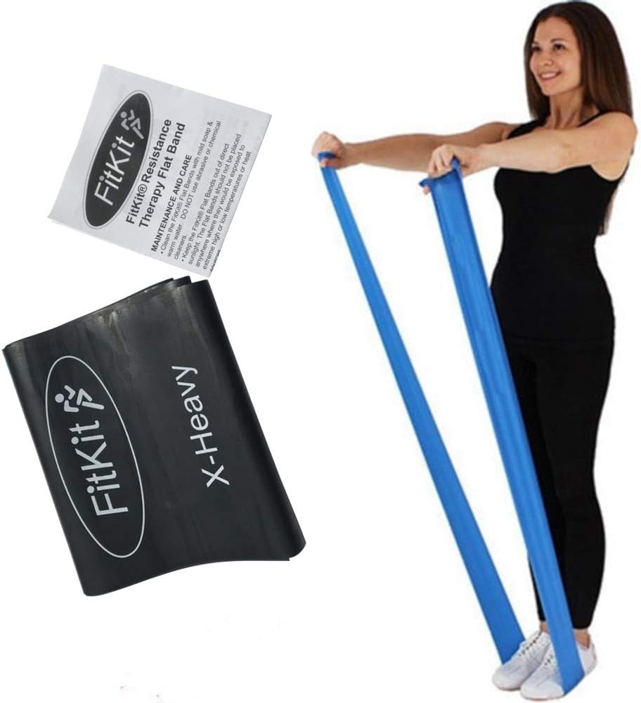 FitKit Resistance Exercise Band, 2M X-Heavy, Pilates, Yoga, Rehab, Stretching, Strength Training, 4. 2M Black, X-Heavy x1