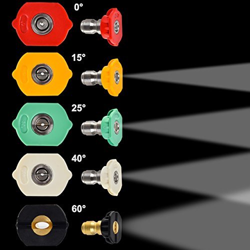 Pressure Washer Spray,Newcomdigi DUS-025 Pressure Washer Spray Nozzle Tips Multiple Degrees 1/4 Quick Connection Design 2.5 GPM (5 Pack)