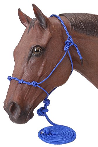Tough 1 Poly Rope Halter W/Knots & 14Ft Lead, Royal Blue