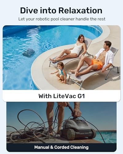 (2026 New) Gosvor Pool Vacuum Robot LiteVac G1, Wall & Waterline & Platform, 15.2 lbs Ultra-Lightweight, Up to 200-Min Runtime, Double Filtration, Smart Navigation & App, for Pools up to 2153 sq.ft