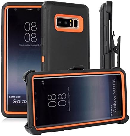 Galaxy Note 8 Case LOVEMECASE [Dust-Proof] Belt-Clip Heavy Duty Kickstand [Shockproof] Rugged Armor Shell for Samsung Galaxy Note 8(BLACK/ORANGE)