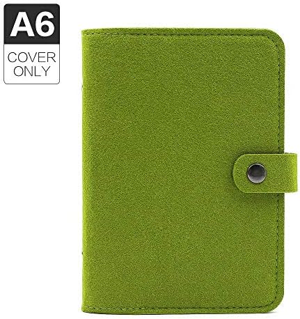 Tamumu A6 6holes Felt Binder Notebook Diary Cover Spiral Loose Leaf Notebook Shell,Without Filler Pages A6 Green