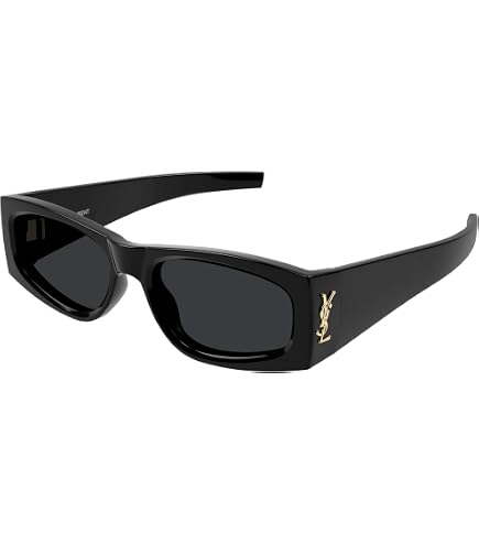 Amazon.com: Saint Laurent SL 757-001 Black Rectangular Sunglasses