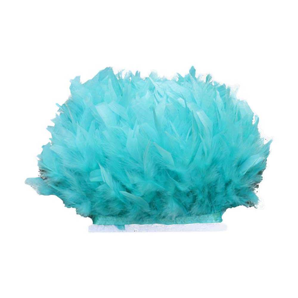 Selene 43 Colours 2 Meters Quality Natural Feather Trimming Fringe for Millinery Craft Dress Making (#33-Turquoise)