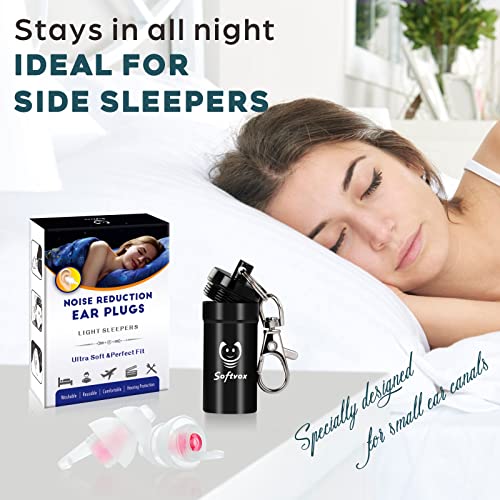 Small Ear Plugs 2 Pairs, Soft Silicone Noise Reduction Ear Plugs for